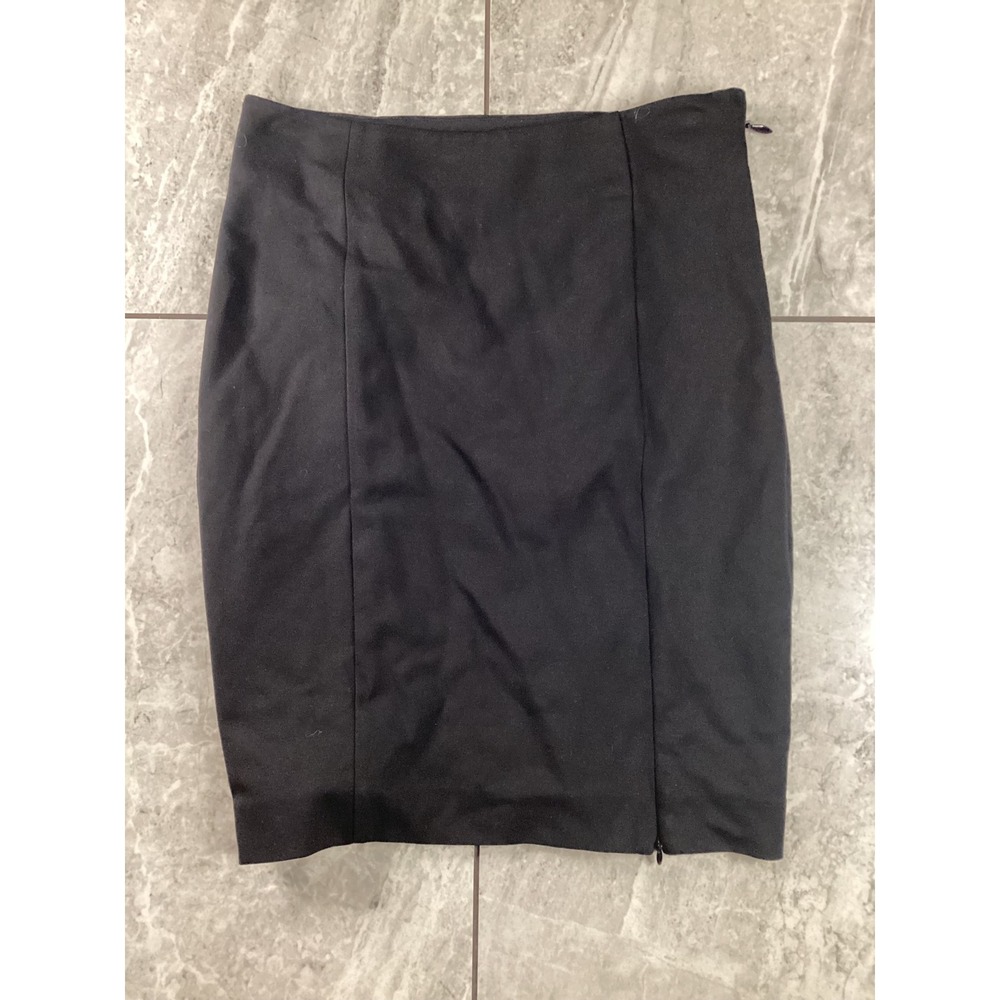 Bebe Kirstie Wrap Skirt Black Knee Length Zipper Detail Women's Size 2